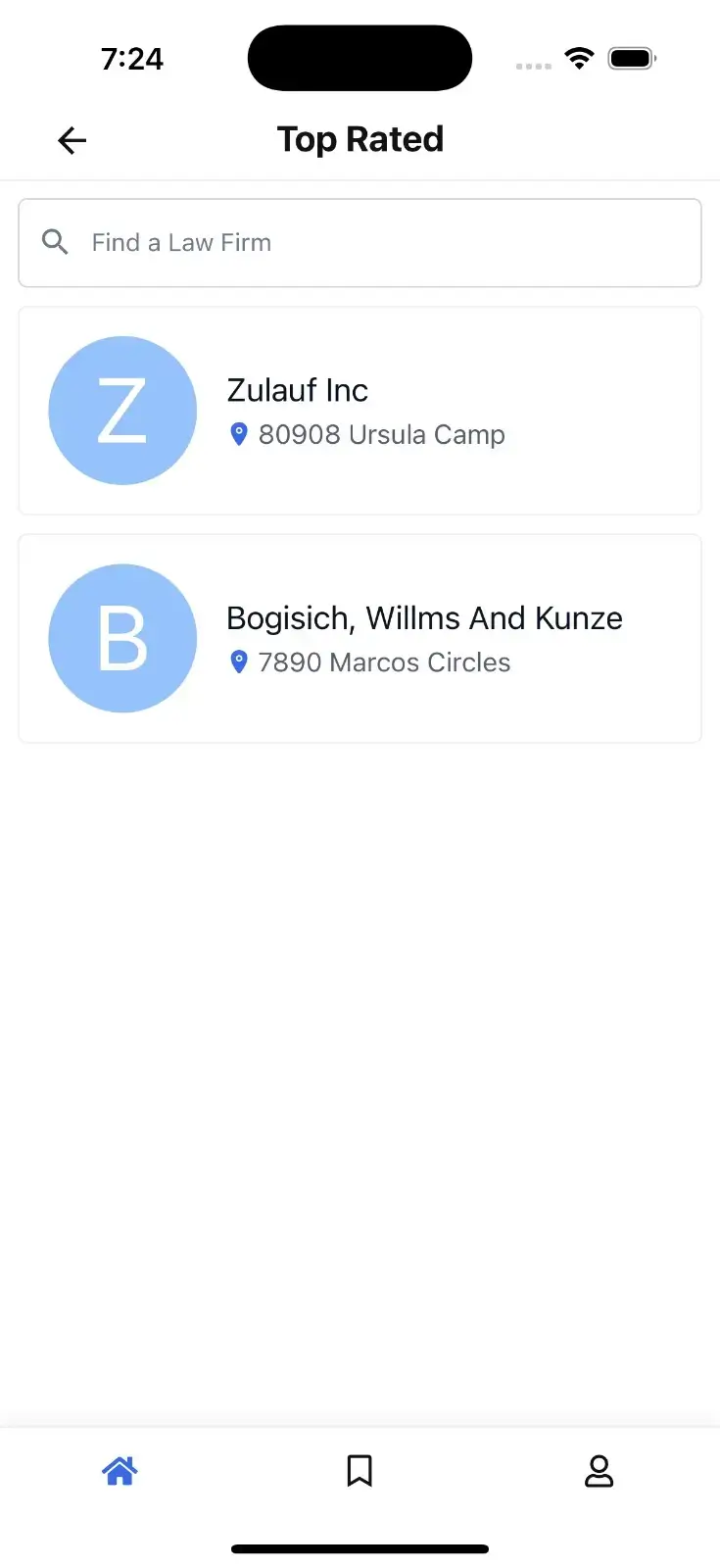 Lawyer search feature by Jadir app