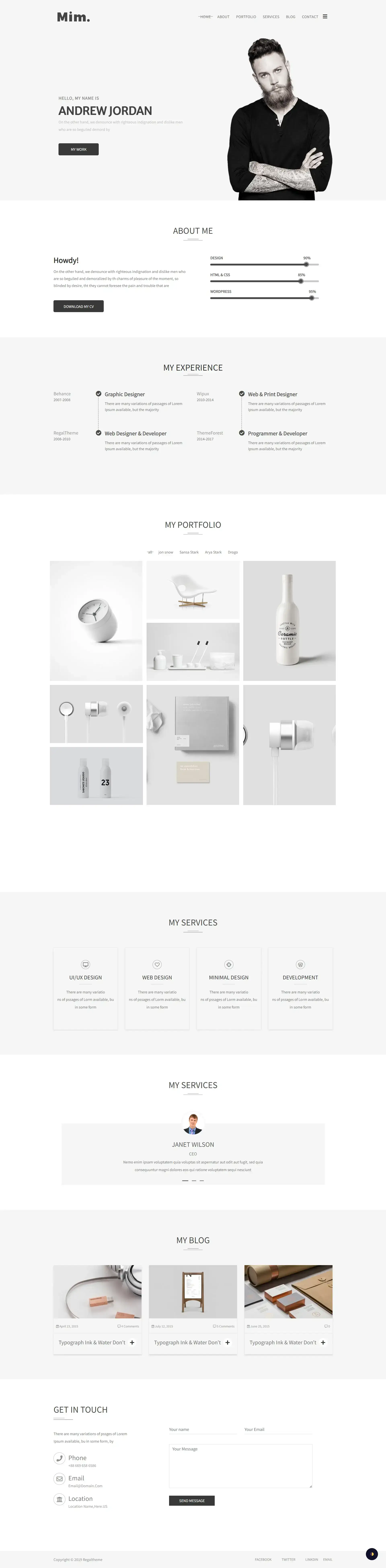 Graphic Designer Portfolio Template by Andrew Jordan